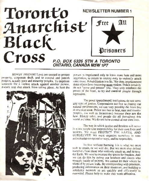 Toronto Anarchist Black Cross, Newsletter No. 1