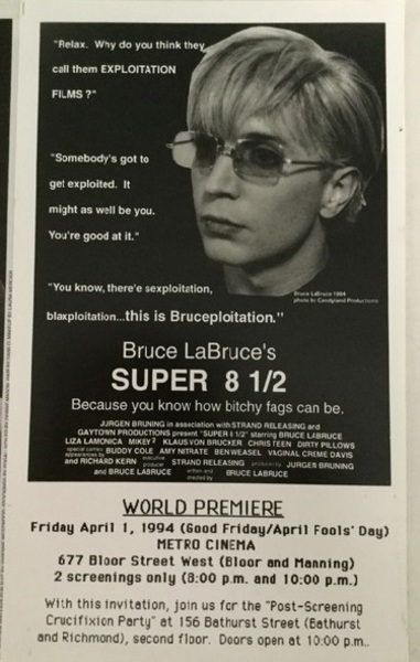 Invitation to world premiere of Bruce LaBruce&#039;s film, Super 8 1/2