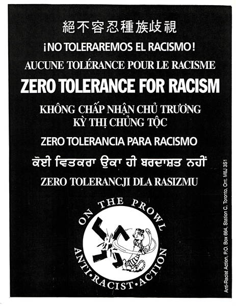 Zero Tolerance For Racism Poster