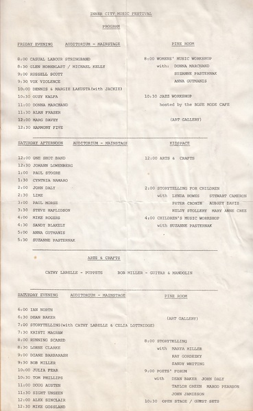 Inner City Music Festival Program