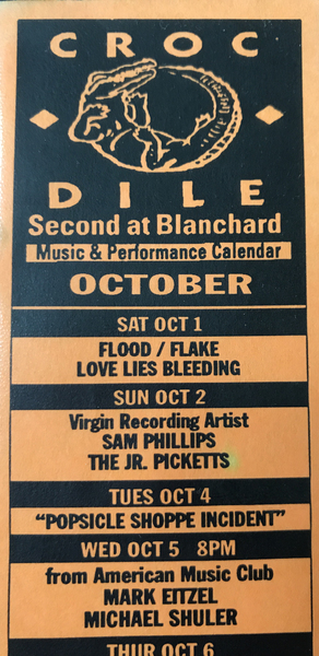 The Crocodile - Seattle - Club Flyer Cards from Fifth Column 1995 Fall Tour